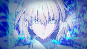 Arcueid activating her Mystic Eyes.
