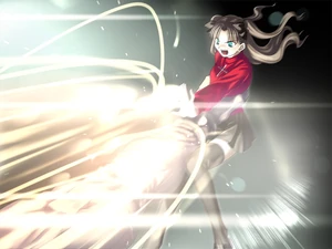 Rin using her jewels against Berserker.
