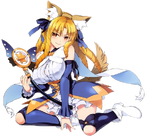 Luviagelita Edelfelt sous sa forme Kaleido Sapphire, illustrée par Hiroyama Hiroshi.