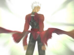 Archer's image appearing before Shirou removes the Shroud.