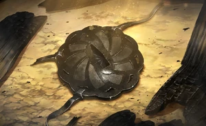 Musahi's tsuba eyepatch found admist the rubble of Toke Castle