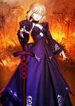 Saber Alter en Stage 3 de Fate/Grand Order, illustrée par Takeuchi Takashi.