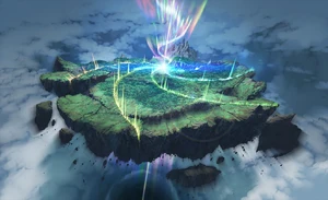 Fergus unleashing Caledfwlch Caladbolg on Laputa