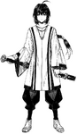 Intrucción de Saber en Fate/Samurai Remnant, ilustrado por Mugetsu.