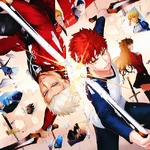 Archer, Shirou Emiya, and the cast of the Unlimited Blade Works route for the Fate/stay night 15th anniversary.