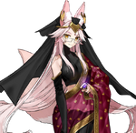 Tamamo Vitch en Fate/Grand Order, ilustrado por Arco Wada.