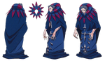 Hoja de personaje de Caster en Fate/Zero, ilustrado por Ufotable.