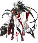 Primera ascensión de Ruler en Fate/Grand Order, ilustrado por Takashi Takeuchi.