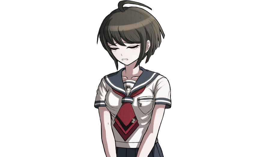 Komaru wears a contact lens in her left eye to change it from its "Mon...