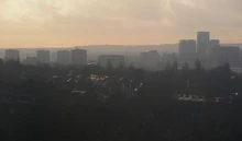 Duddeston Manor Estate (far-left). Cromwell Street Estate (left-centre). Birmingham City Centre (far-right). Image taken from top of Lyndhurst estate in Erdington.