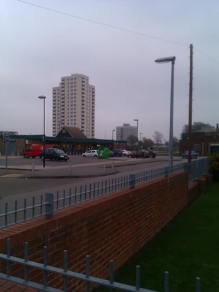 Homethorope (November 2011),  tower block on the horizon to the east.
