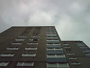 from the rear of the building