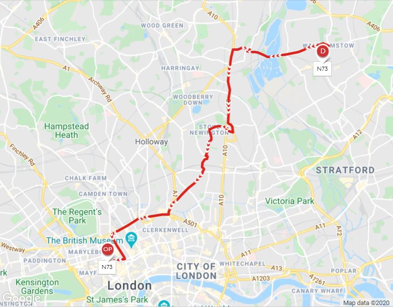 Bus 261 Route Map London Buses Route N73 | Uk Transport Wiki | Fandom