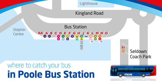 Morebus Poole Bus Station Stand Map Winter 2021