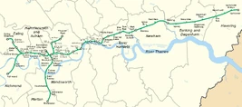 Geographically accurate map of the District line