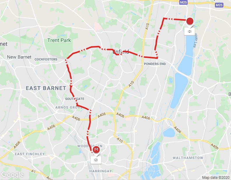 Bus 121 Route Map London Buses Route 121 | Uk Transport Wiki | Fandom