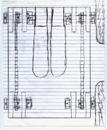 A sketch of the original four-wheel drive layout for Bang, unused