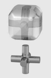 Jack-in-cube solid model, light background
