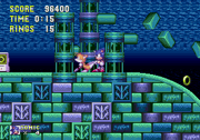 Sonic and Tails exploring the underwater portion of Hydrocity, the game's second zone