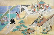 Kaguya-hime returning to the Moon in  (10th century).