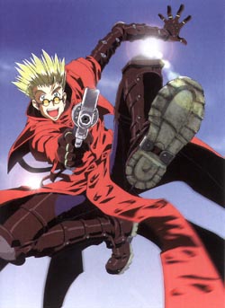 Vash the Stampede, anime guy, manga guy, from Trigun anime, sing by Jonny  Yong Bosch eng voice actor!