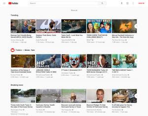 YouTube homepage