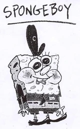 An early drawing of the character by Hillenburg with the original name.