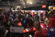 Attendees at the 2018  playing a demo of Ultimate