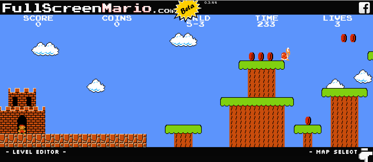 Full Screen Mario é uma versão online de Super Mario Bros. criada