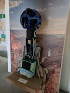 A backpack camera on display at the Google campus in Mountain View, California in February 2018