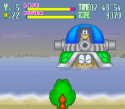 The player (from the perspective of ) and  fight a  piloting a 