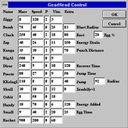 Debug window in  that enables players to change the specifications of each toy.