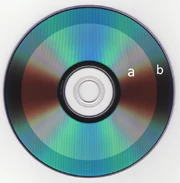 Scan of a DVD-R; "a" is the used section while "b" is the unused section)