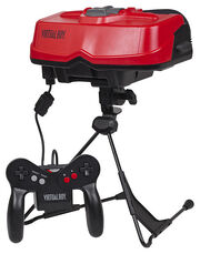A Virtual Boy console with its controller