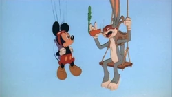 Who Framed Roger Rabbit marks the first and only time in animation history that Disney's  and '  (as well as  and ) have ever officially appeared on-screen together. In order for Disney to use Warner Bros.' characters for the film, both companies came to an agreement where the screen time for the Warner Bros. characters would be equal to that of the Disney characters.