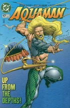 The 1990s version of Aquaman on the cover of Aquaman vol. 5, #17 (February 1996). Art by .