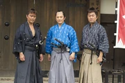 Actors playing samurai and ronin at 's  film studio
