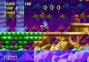 A screenshot of Hidden Palace Zone, one of the scrapped Sonic 2 levels. It featured extensively in prerelease advertisements, and was restored in the 2013 Sonic 2 .