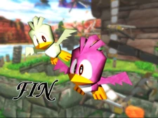 The pink bird inside Gamma flying away with its sibling, from .