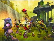 Abe and Munch fighting alongside their fellow Mudokon friends