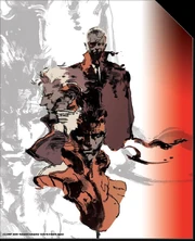 From top to bottom: Big Boss, Liquid Snake, and Solid Snake, three central characters in the Metal Gear series, as drawn by .