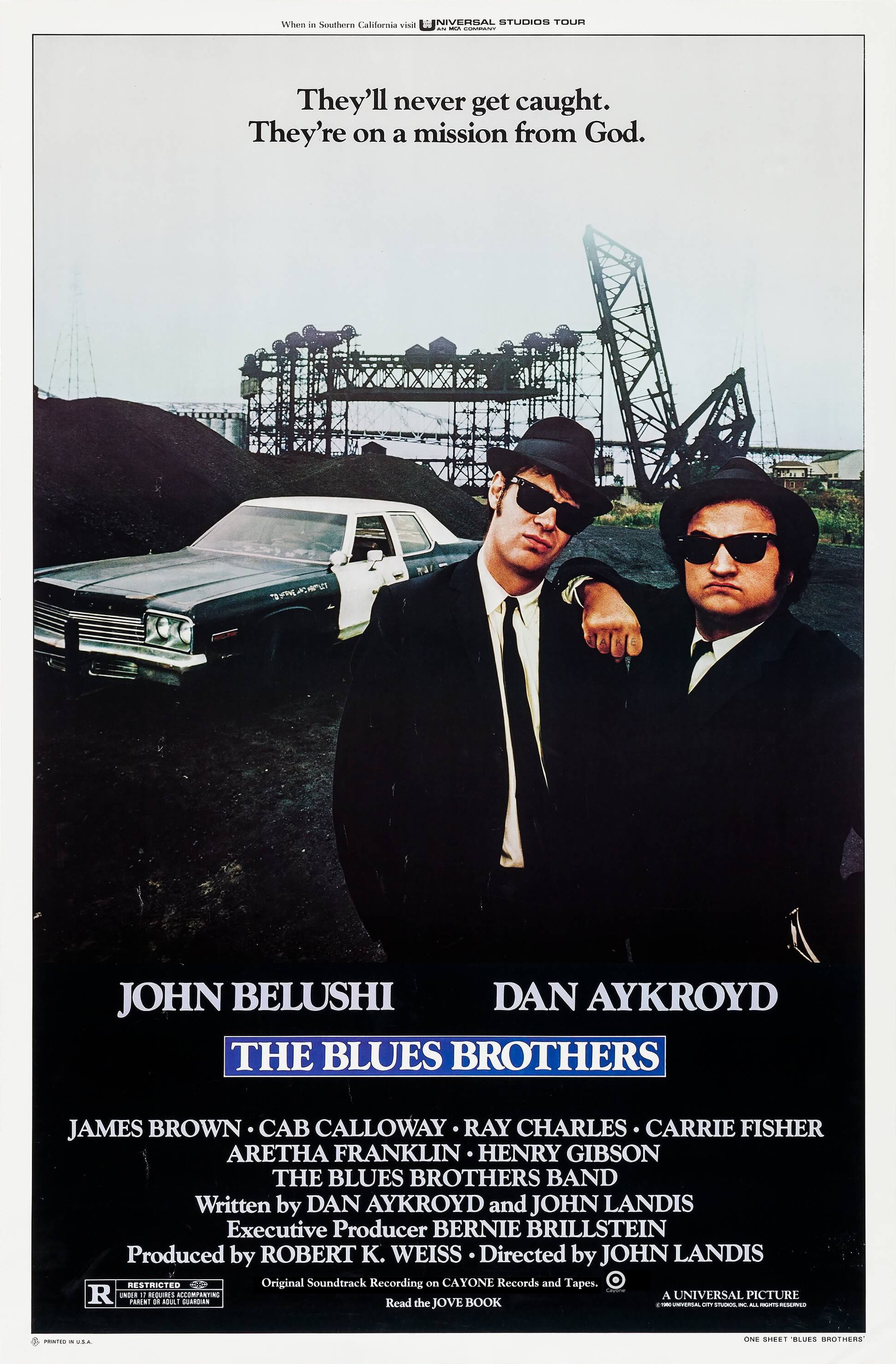  The Blues Brothers : John Belushi, Dan Aykroyd, John Candy,  Carrie Fisher, James Brown, Aretha Franklin, Ray Charles, John Lee Hooker,  Steven Spielberg, John Landis, Frank Oz, Cab Calloway, Twiggy, Paul