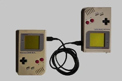 2 Game Boy systems connected with a DMG-04