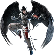 Illustration of Devil Jin in a silver costume sporting wings