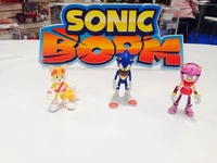 Prototype models of Tails, Sonic, and Amy.