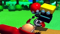Cubot and Orbot finding Dr. Eggman after his fall.