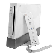 An original model Wii and Wii Remote. It not only became a global success for Nintendo, but also made a massive gaming trend of playing with motion control.