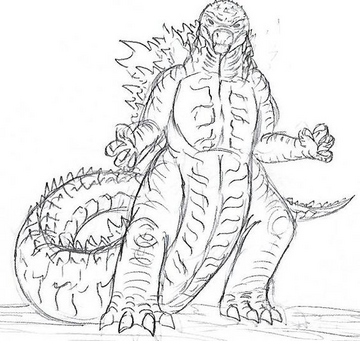 Godzilla vs Titanus Mokele Mbembe sketch by me.Any suggestions