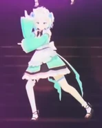 Mint's Ultra beam pose during the beginning of the performance[21]
