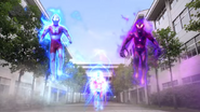 Proyeksi Ultraman dan Belial muncul